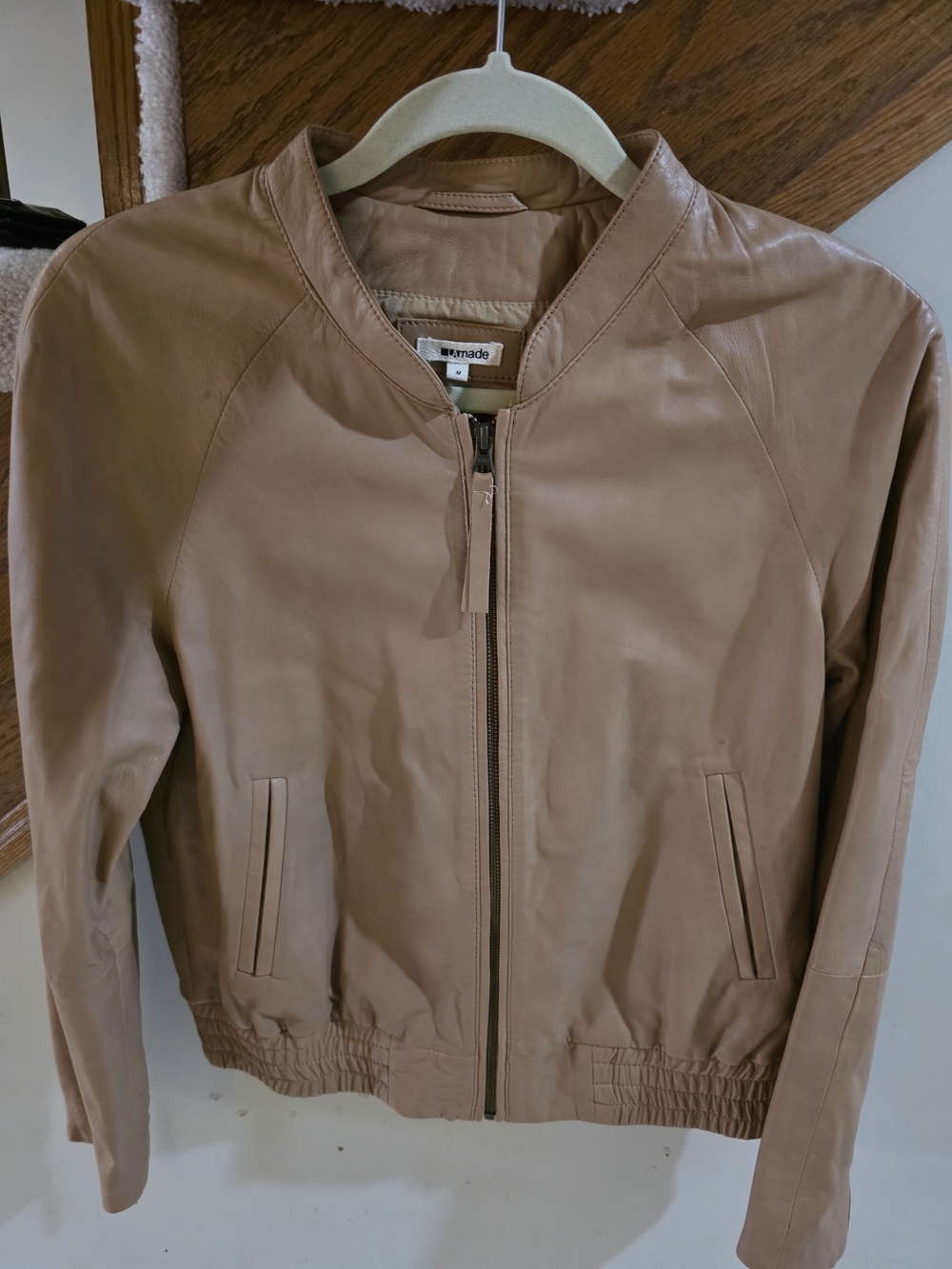 LAmade Genuine Buttery Leather Bomber Jacket in Tan